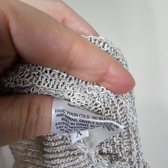 Eileen Fisher Linen Open Knit Tunic Sweater L Beige Coastal Relaxed Lagenlook - Picture 9 of 11